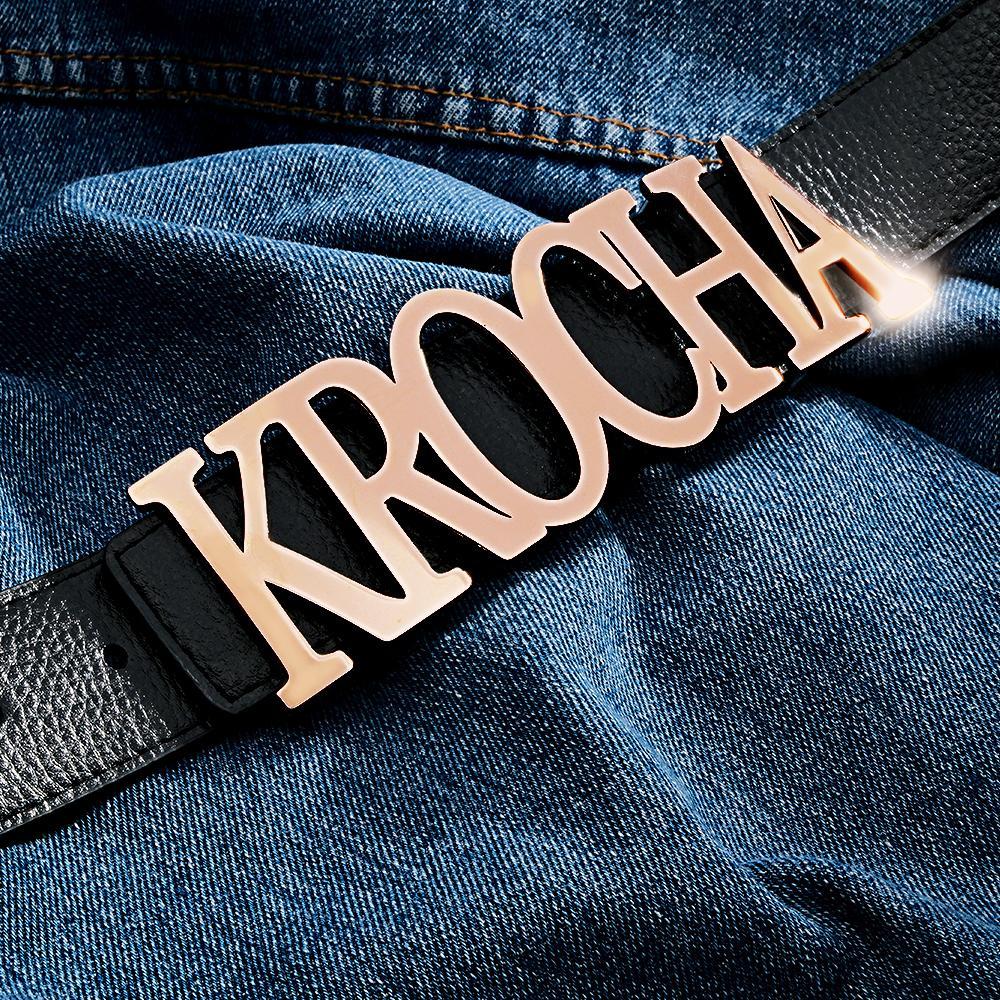 Custom Name Belt Buckle with Free Belt Personalized Letter Belt Gift For Him - soufeelus