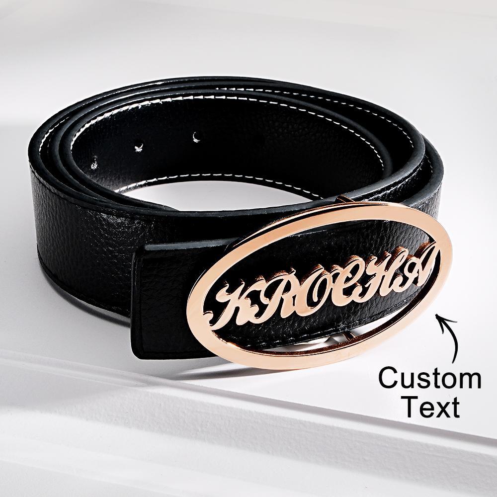 Custom Oval Frame Name Belt Buckle with Free Belt Gift For Him - soufeelus