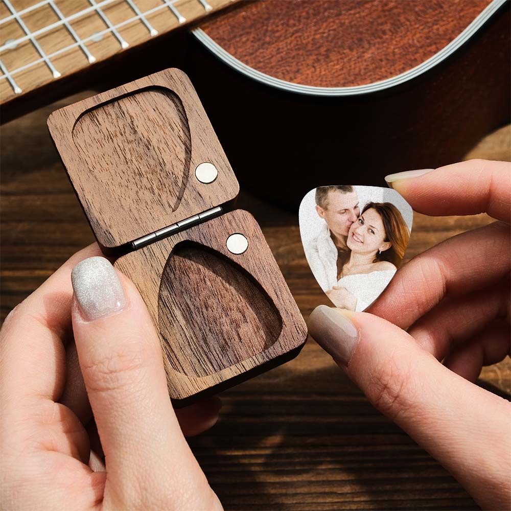 Personalized Engraved Text Guitar Box Holder Custom Name Guitar Picks Set Music Art Gift - soufeelus