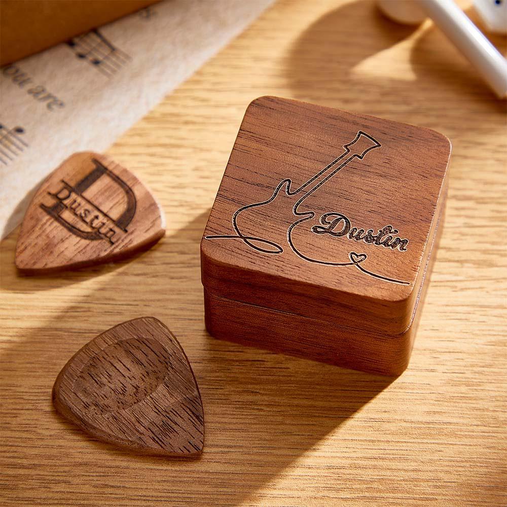 Custom Engraved Guitar Picks with Case Personalized Plectrum Box Gift For Guitar Player - soufeelus