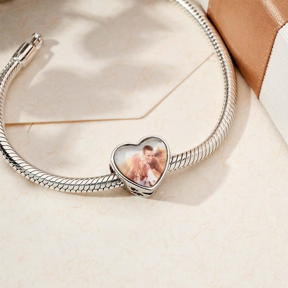 Personalized Heart-Shaped Photo Charm With Text Romantic Gifts For Her - soufeelus