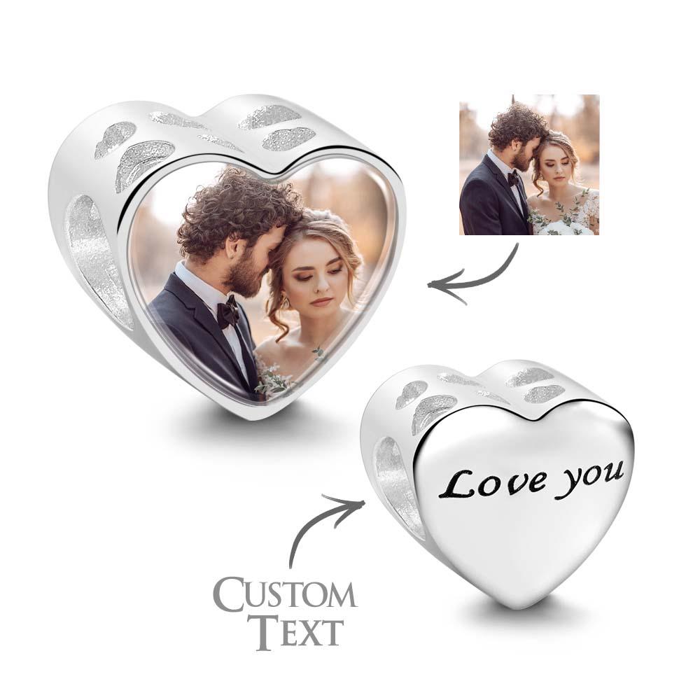 Personalized Heart-Shaped Photo Charm With Text Romantic Gifts For Her - soufeelus