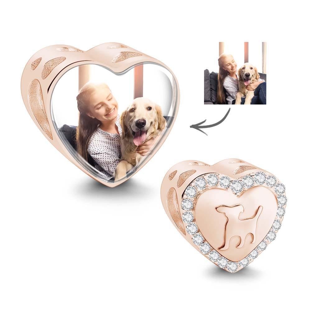 Custom Photo Heart Charm Zircon Decor Pet Dog Design Gifts For Pet Lovers - soufeelus
