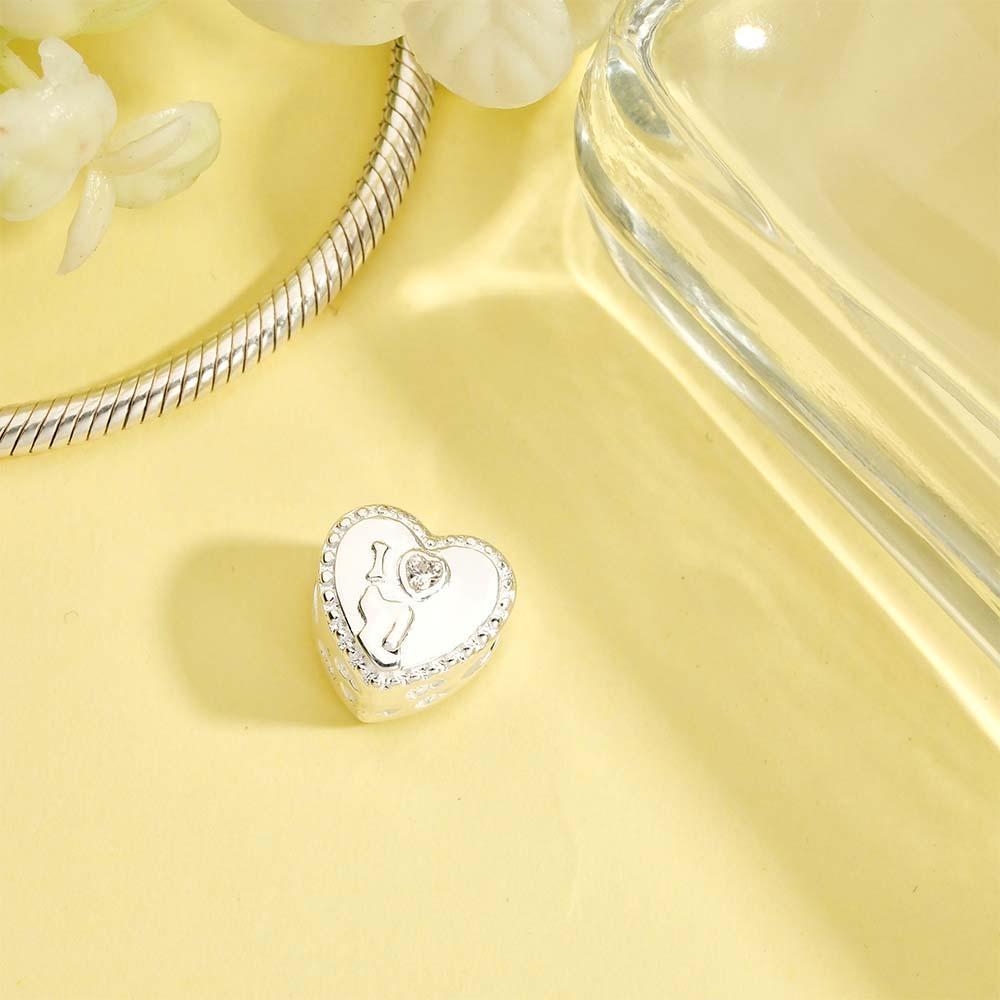 Heart Photo Charm With White Zircon I Love Pet Dog Theme Gifts For Pet Lovers - soufeelus