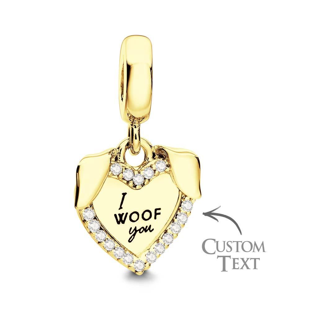 Engraved Charm Heart & Dog Dangle Charm for Her - soufeelus