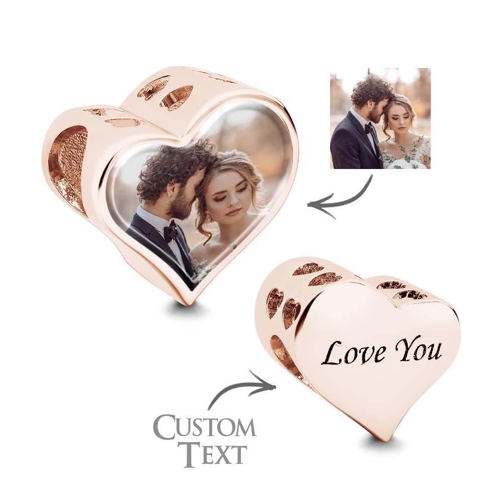 Personalized Photo Charm Heart Shaped Engraved Charm Gift for Women Girls - soufeelus
