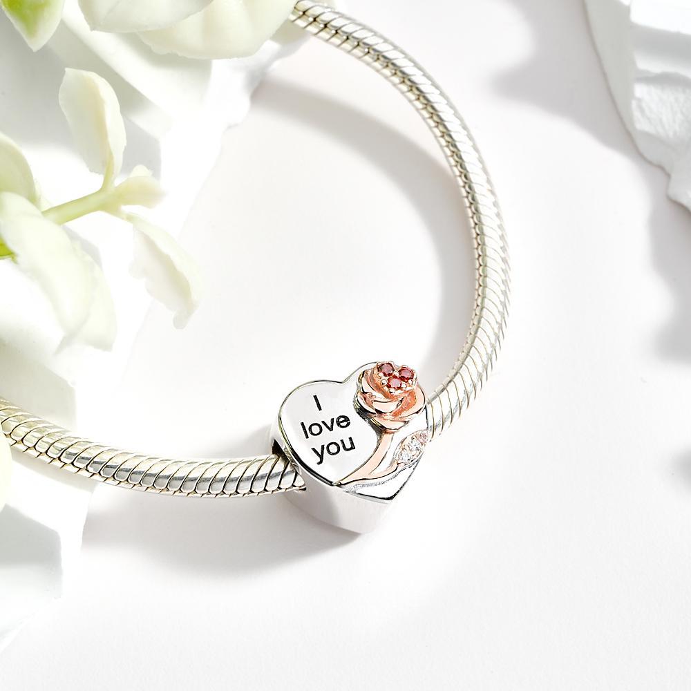 Rose Flower Birthstone Charm Shining Jewelry Gifts For Her - soufeelus