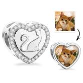 Custom Photo Heart Charm Zircon Decor Pet Cat Design Gifts For Pet Lovers