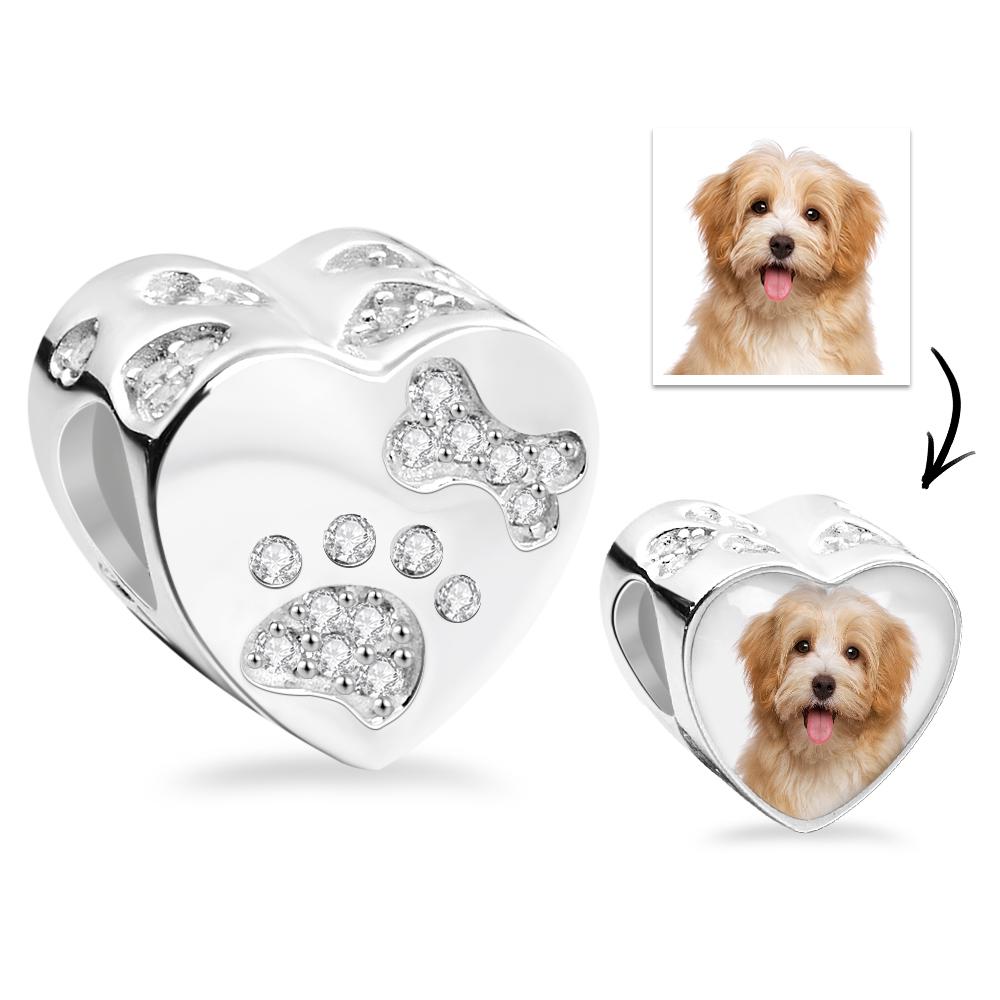 Photo Charm Lovely Pet Paw Bone Heart-Shaped Pendant For Her - soufeelus