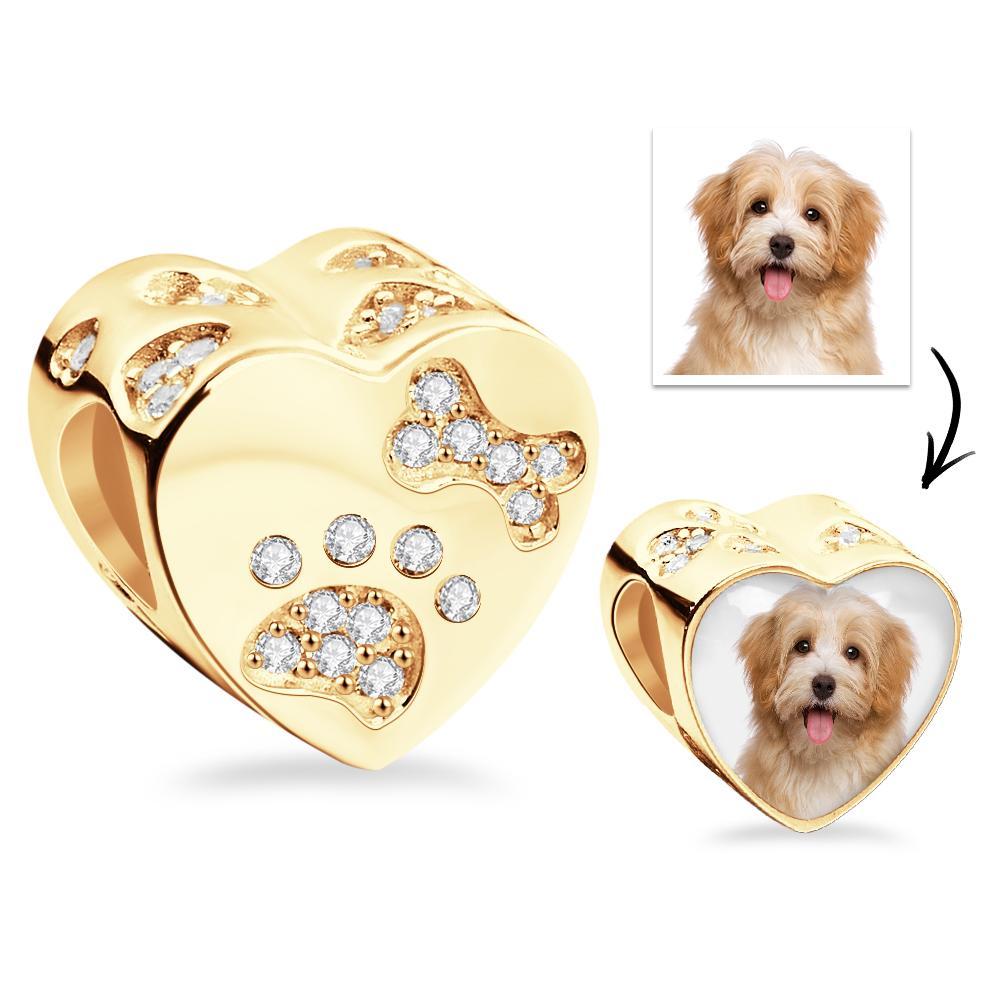 Photo Charm Lovely Pet Paw Bone Heart-Shaped Pendant For Her - soufeelus