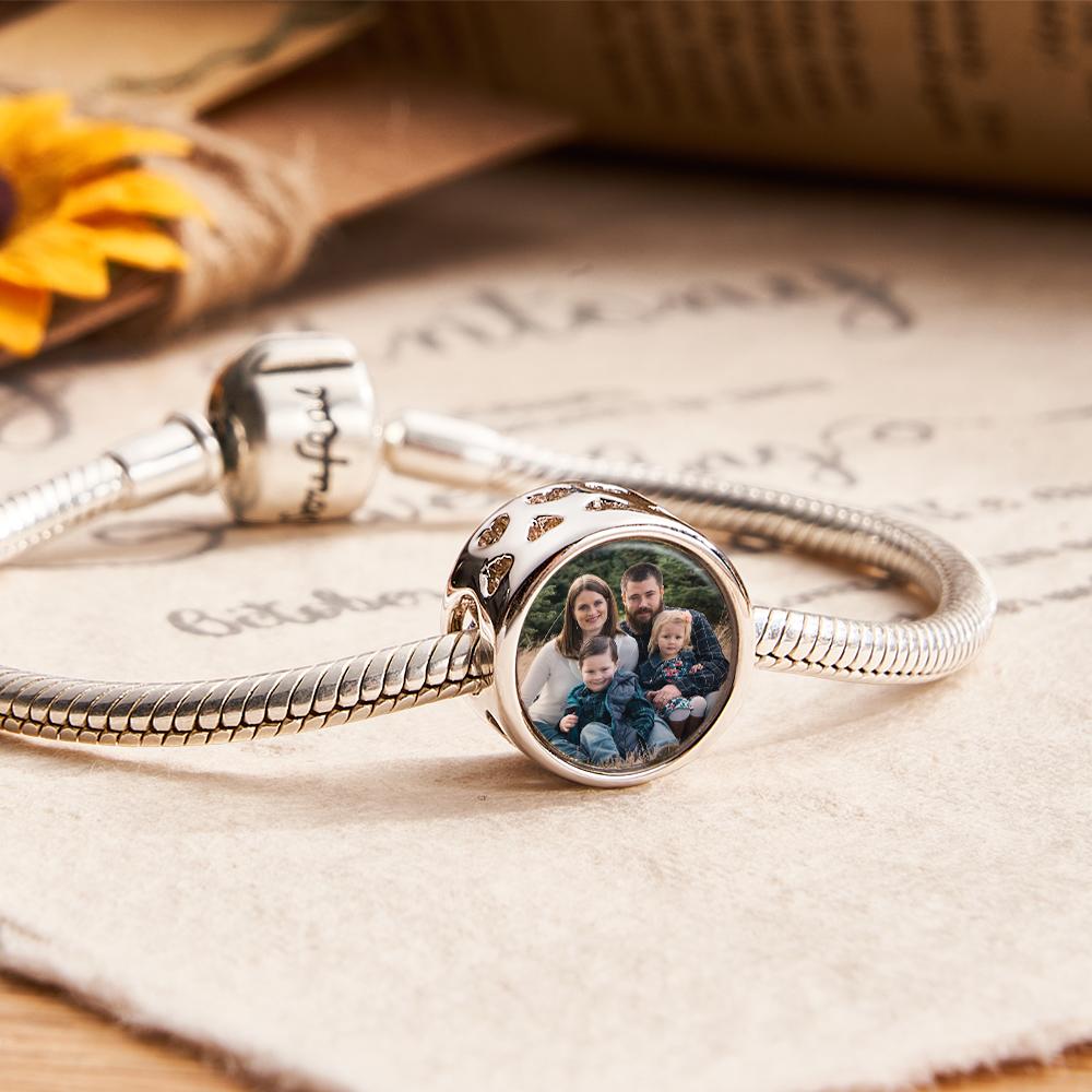Custom Engraved Photo Charm Lucky Clover Family Love Gift - soufeelus
