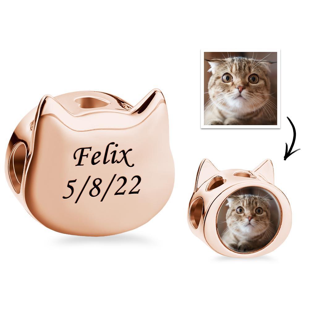 Custom Photo Engraved Charm Cute Cat Gift for Pet Owners - soufeelus