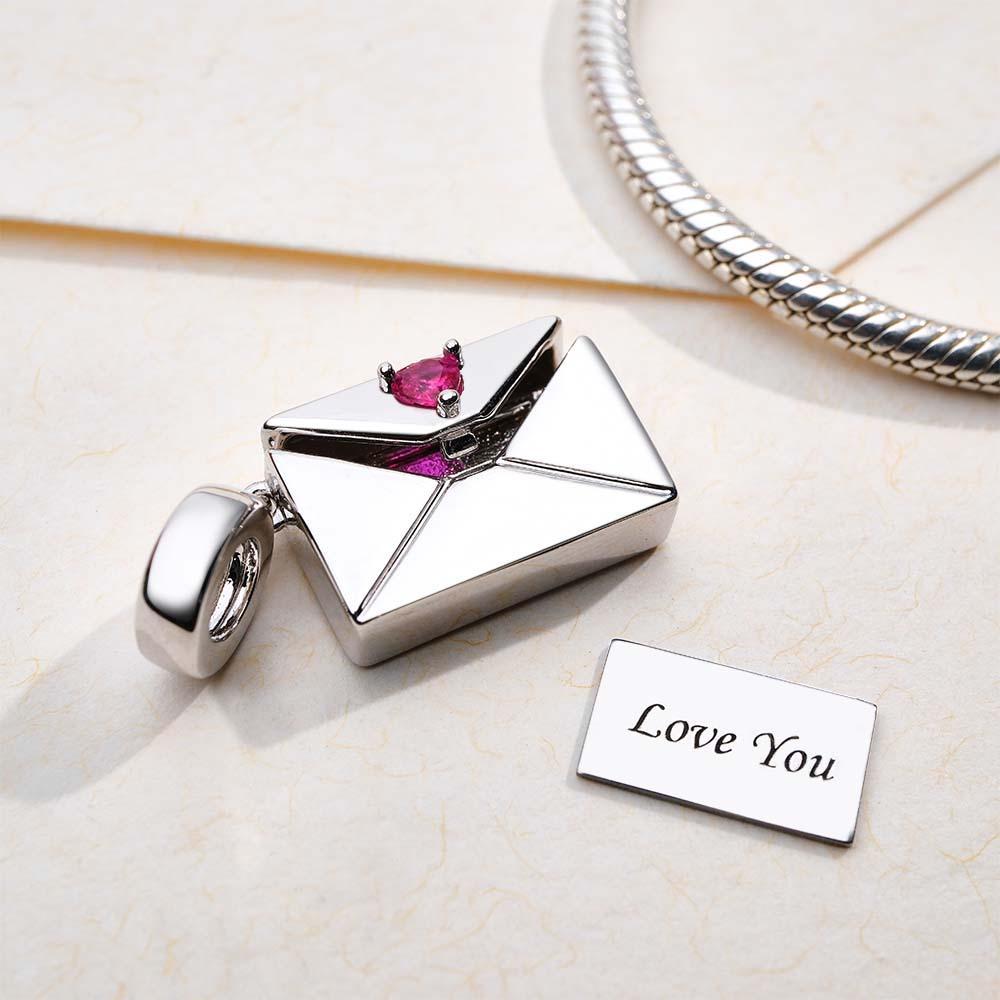 Engravable Openable Envelope Charm With Birthstone Creative Love Letter Pendant Jewelry For Her - soufeelus