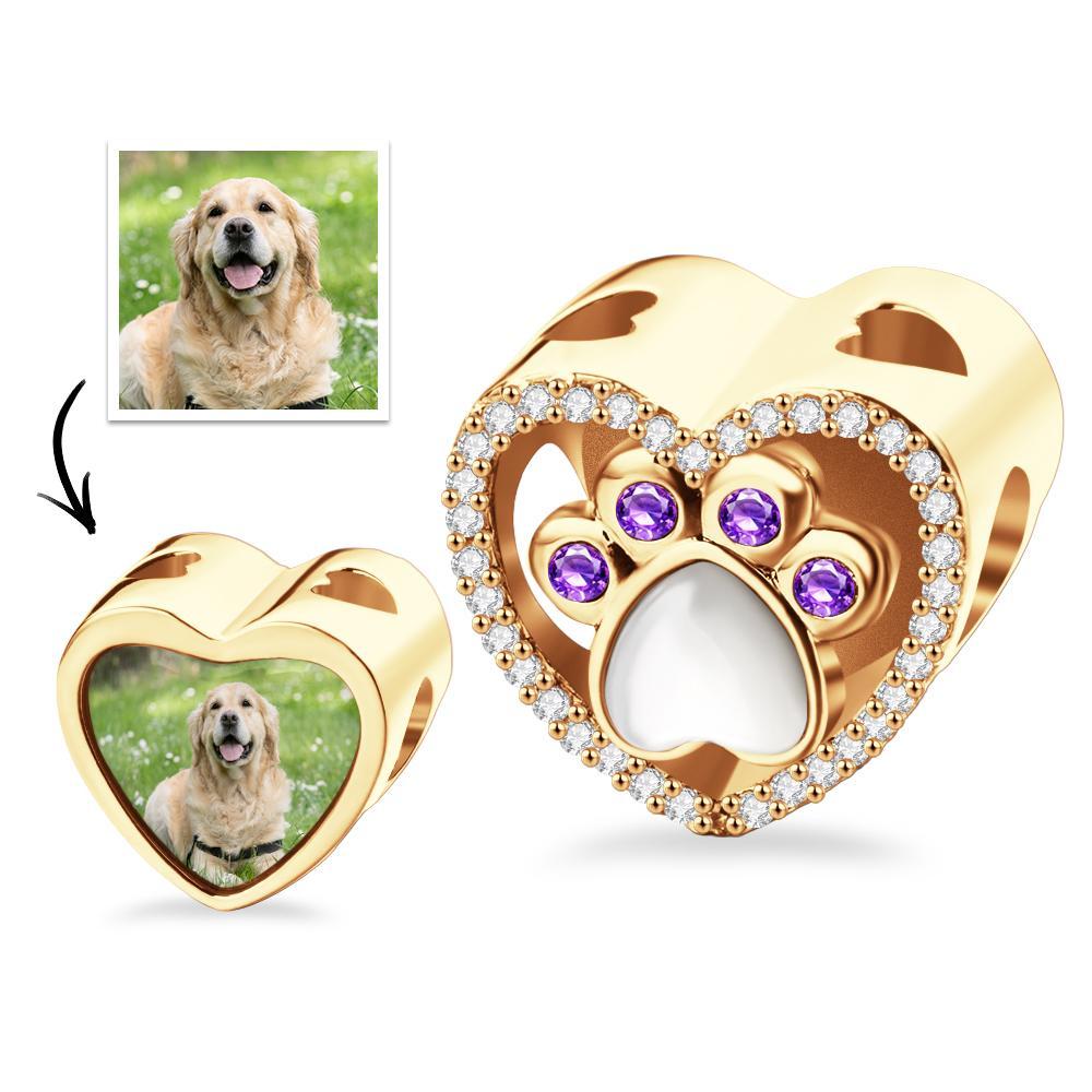 Custom Projection Charm Gem Paw Prints Gift for Pet - soufeelus