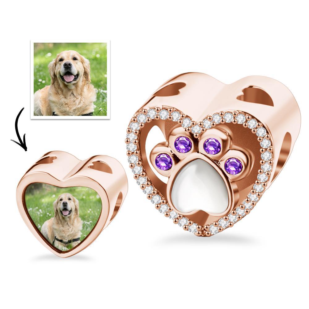 Custom Projection Charm Gem Paw Prints Gift for Pet - soufeelus