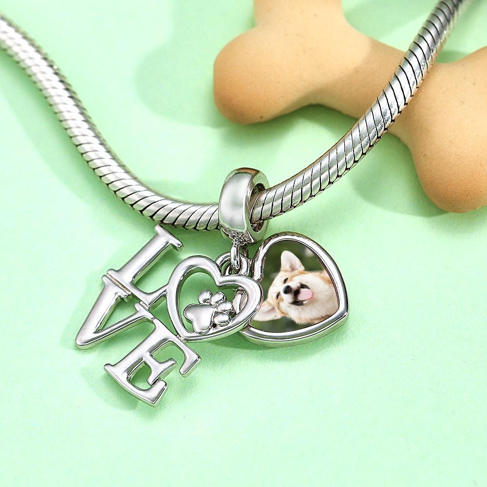 Custom Photo Charm Pet Lover Paw Double Pendant Gift - soufeelus