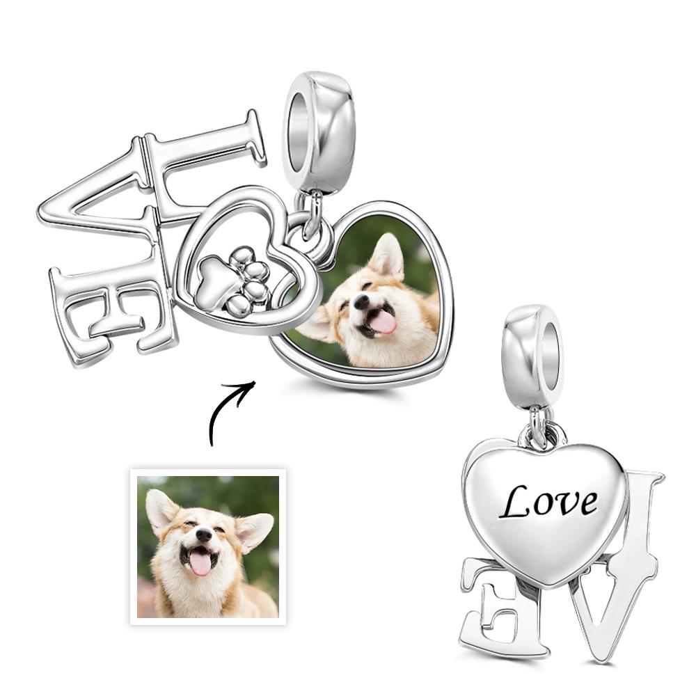 Custom Photo Charm Pet Lover Paw Double Pendant Gift - soufeelus