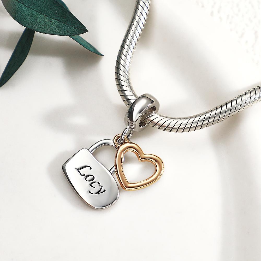 Custom Engraved Charm Love Lock Pendant Couple Gift - soufeelus