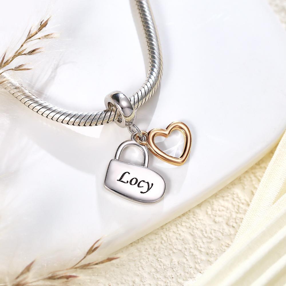 Custom Engraved Charm Love Lock Pendant Couple Gift - soufeelus