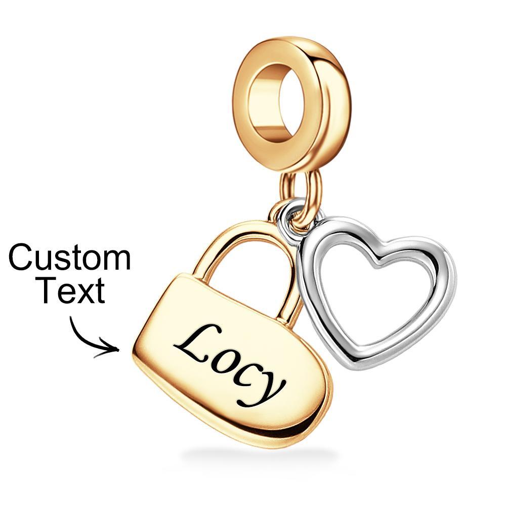 Custom Engraved Charm Love Lock Pendant Couple Gift - soufeelus