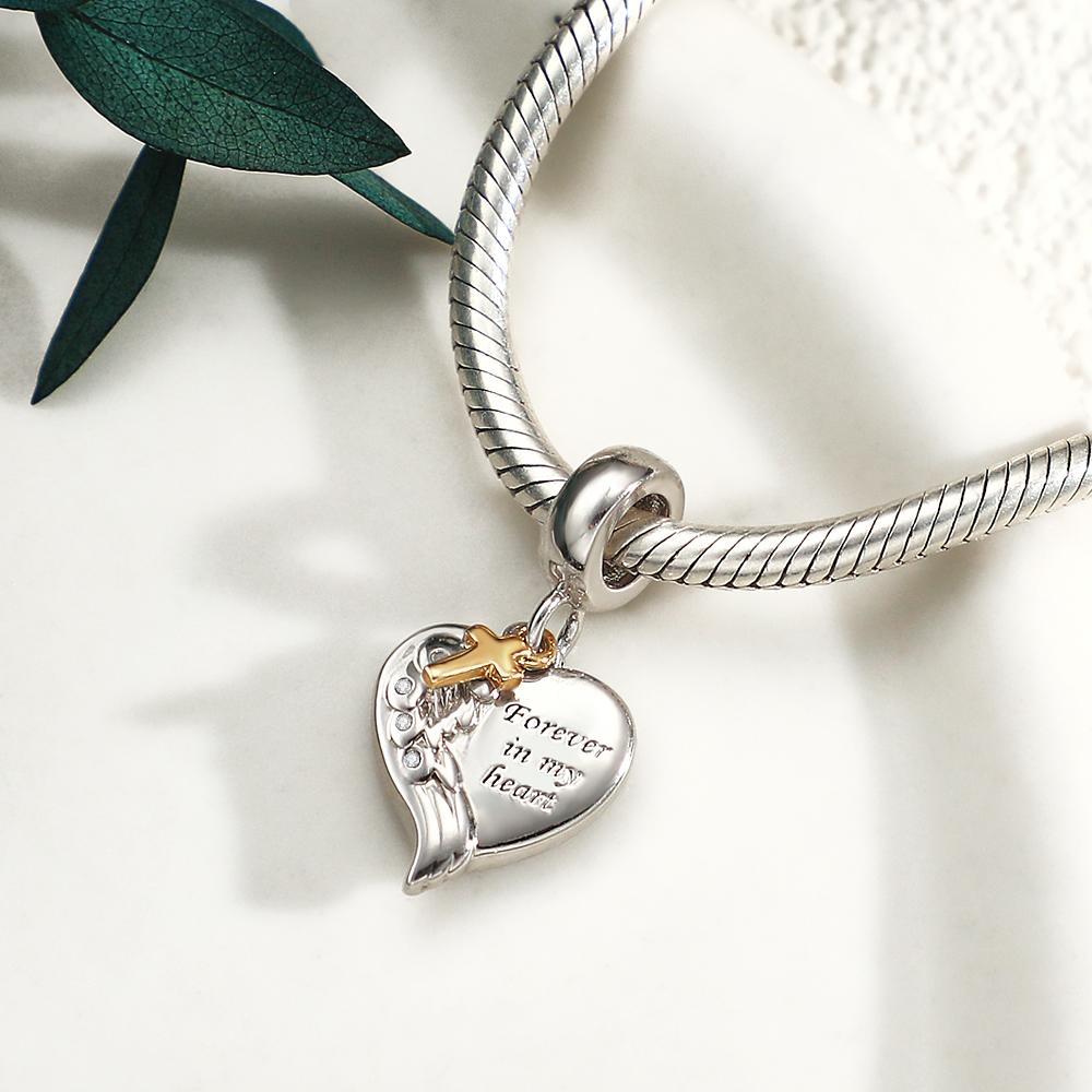 Custom Photo Charm Angel Wing Heart Cross Couple Gift - soufeelus