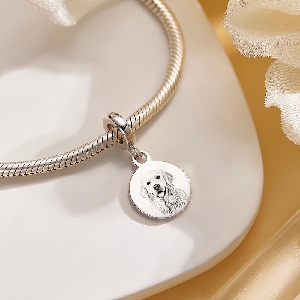 Personalized Engraved Photo Charm Vintage Circle Pendant Gifts For Her - soufeelus