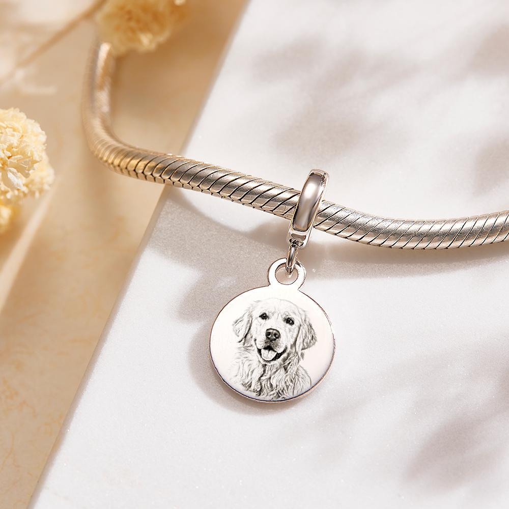 Personalized Engraved Photo Charm Vintage Circle Pendant Gifts For Her - soufeelus