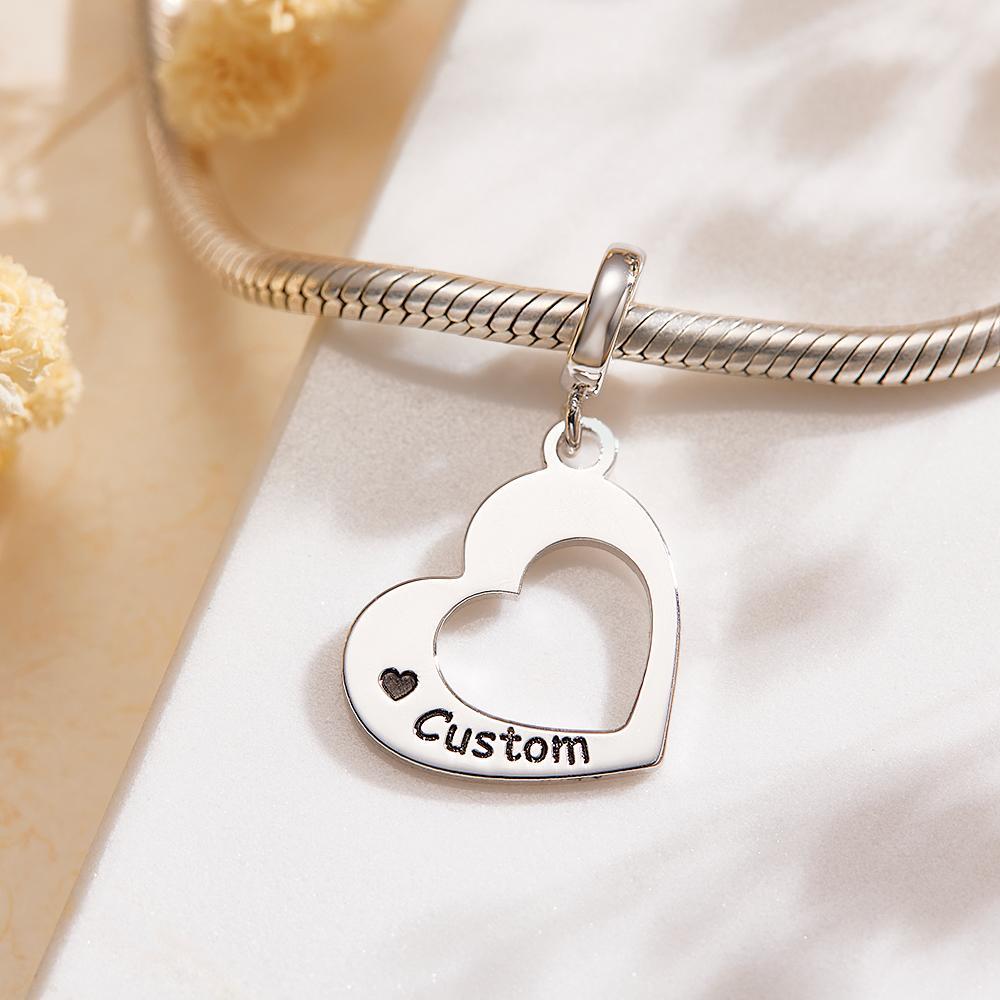 Engravable Charm Set Hollow Out Heart Pendant Mother's Day Gifts - soufeelus