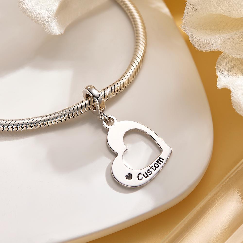 Engravable Charm Set Hollow Out Heart Pendant Mother's Day Gifts - soufeelus