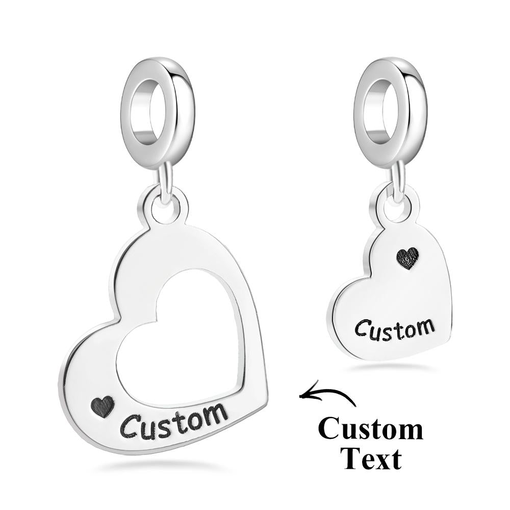 Engravable Charm Set Hollow Out Heart Pendant Mother's Day Gifts - soufeelus