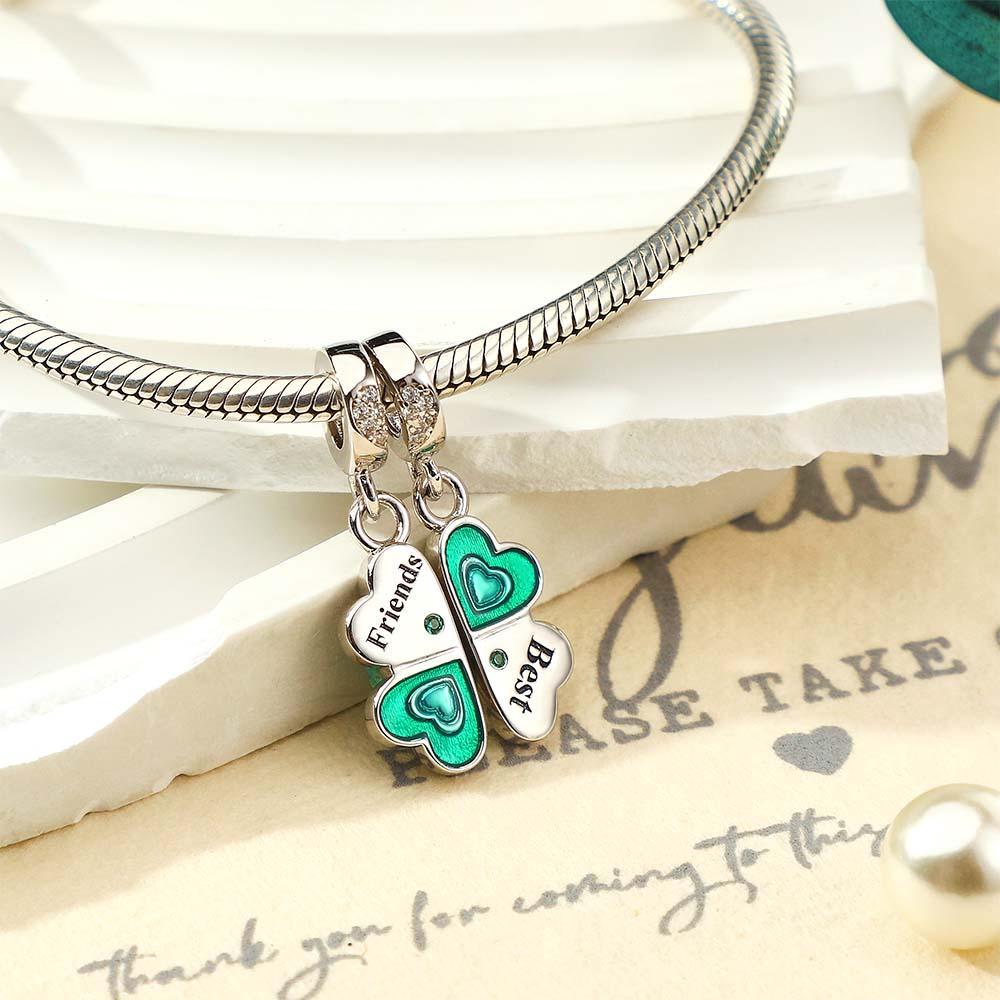 Custom Engraved Charm Four Leaf Clover Lucky Gift - soufeelus