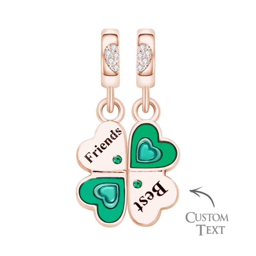 Custom Engraved Charm Four Leaf Clover Lucky Gift - soufeelus