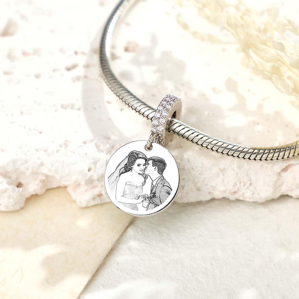 Custom Photo Engraved Charm Diamond Swing Couple Gift - soufeelus