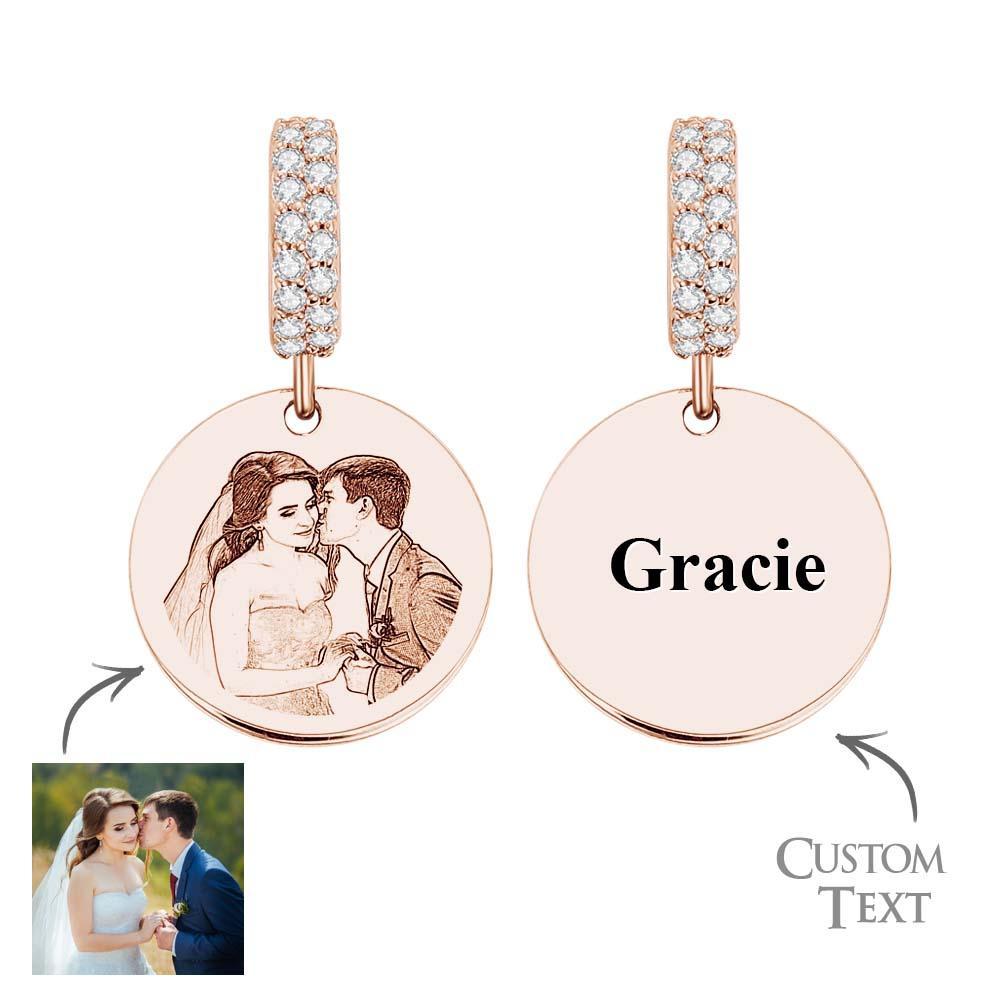 Custom Photo Engraved Charm Diamond Swing Couple Gift - soufeelus