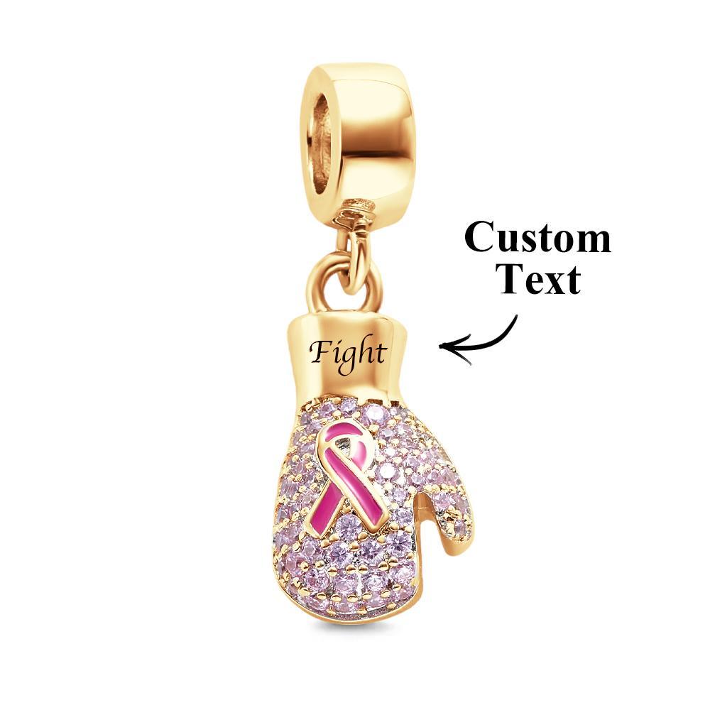 Engravable Charm Fight Breast Cancer Theme Delicate Pendant Bracelet Decor For Her - soufeelus