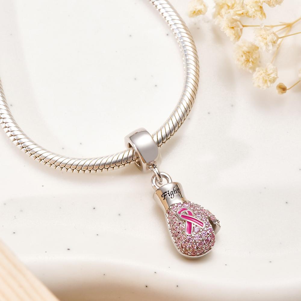 Engravable Charm Fight Breast Cancer Theme Delicate Pendant Bracelet Decor For Her - soufeelus