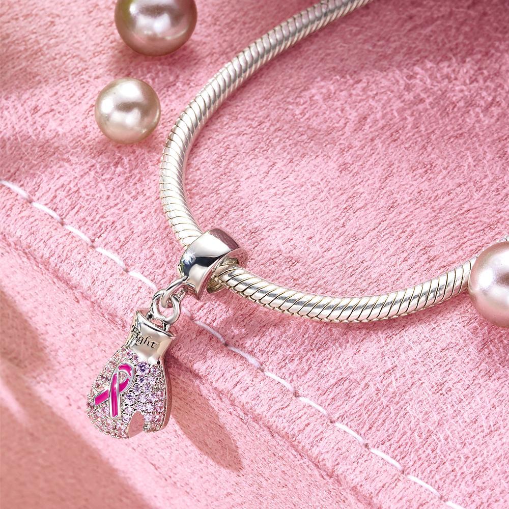 Engravable Charm Fight Breast Cancer Theme Delicate Pendant Bracelet Decor For Her - soufeelus