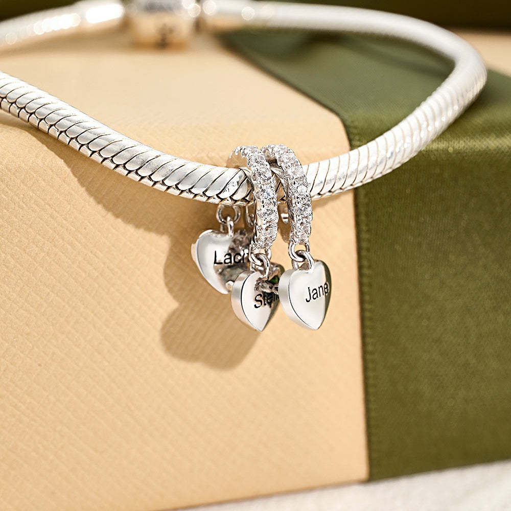 Custom Birthstone with Personalized Names Charm Heart Wings Gifts for Mom - soufeelus