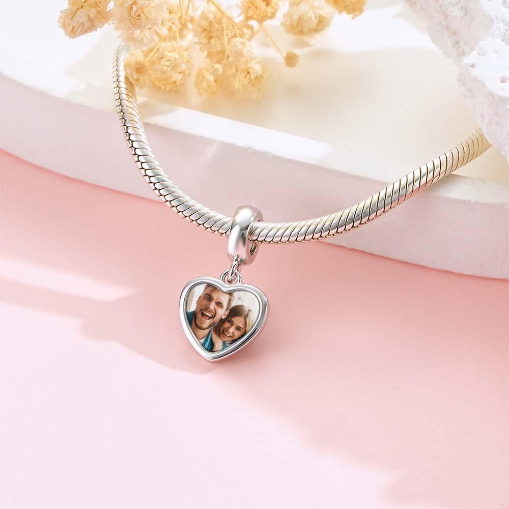 Custom Photo Engravable Name Heart Pendant Dangle Charm - soufeelus