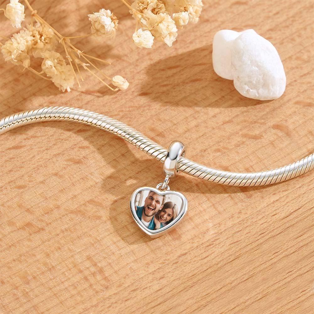 Custom Photo Engravable Name Heart Pendant Dangle Charm - soufeelus