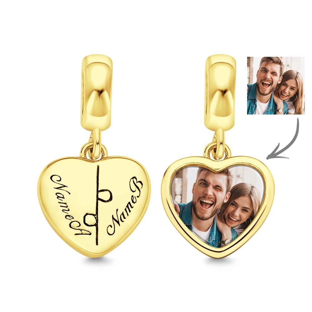 Custom Photo Engravable Name Heart Pendant Dangle Charm - soufeelus