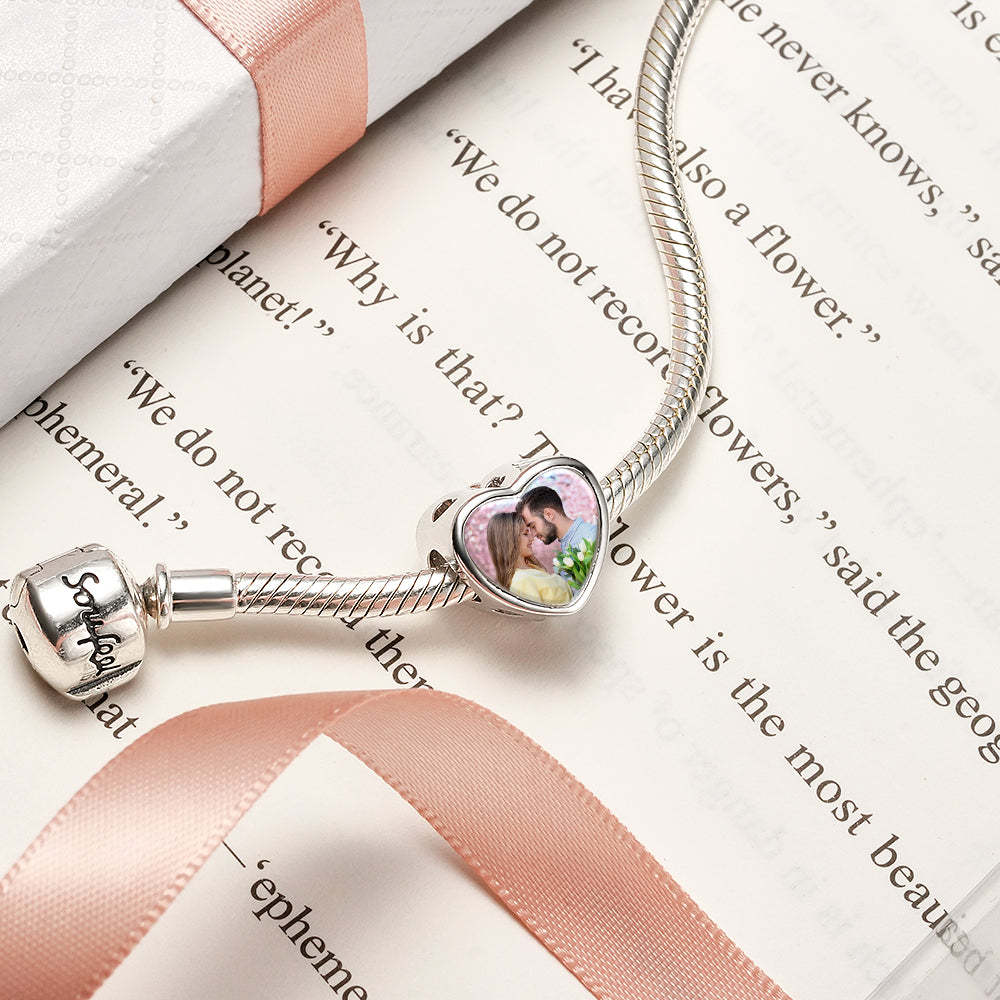 Custom Photo Charm Heart Bow Tie Gifts for Her - soufeelus