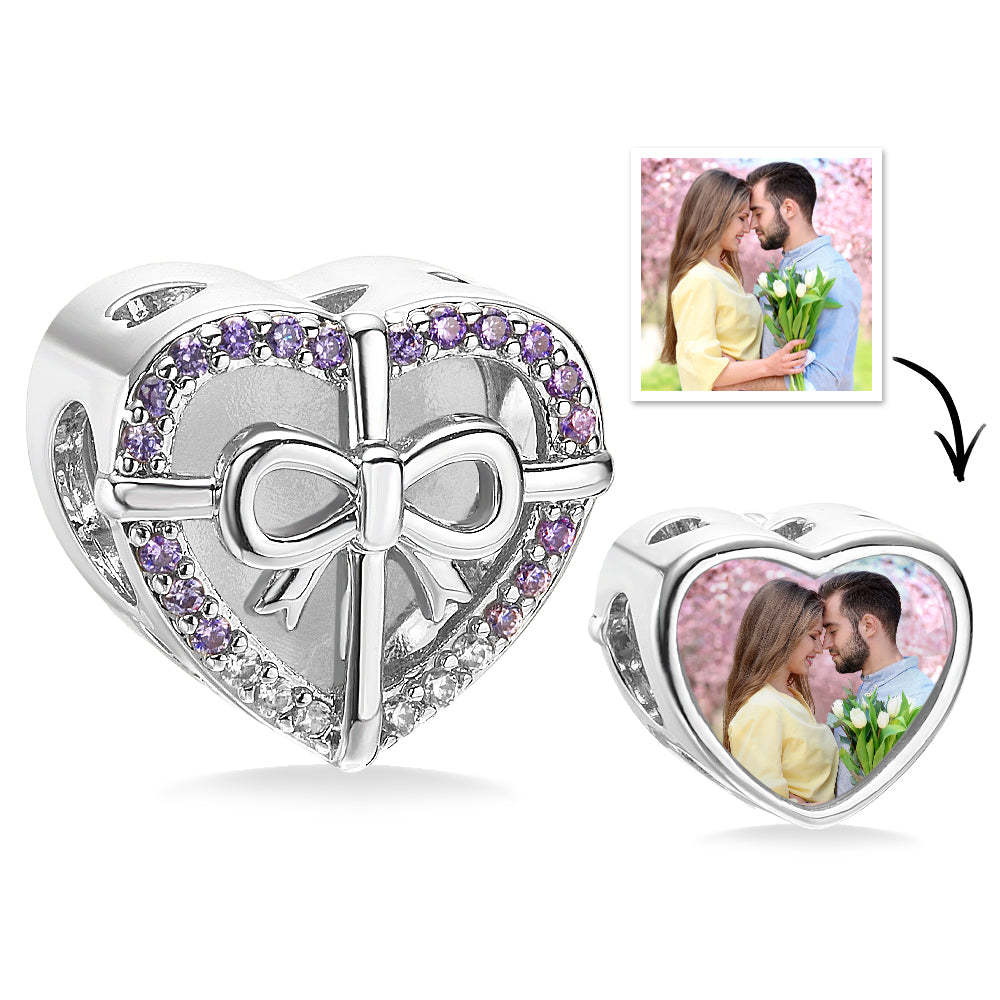 Custom Photo Charm Heart Bow Tie Gifts for Her - soufeelus