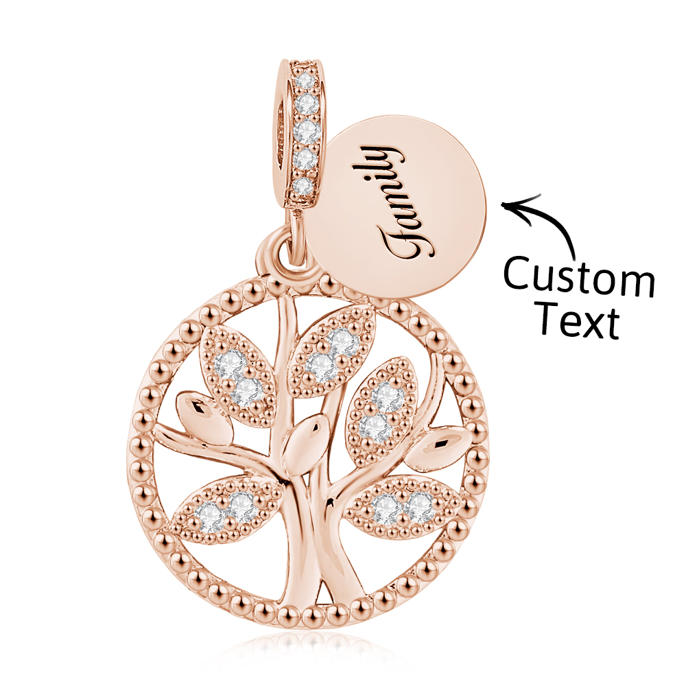 Engraving Charm Family Tree Charm Round Pendant Charm For Her - soufeelus