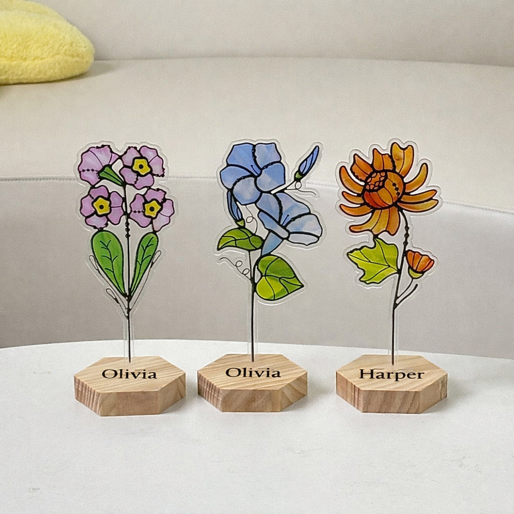 Customized birth flower acrylic ornaments