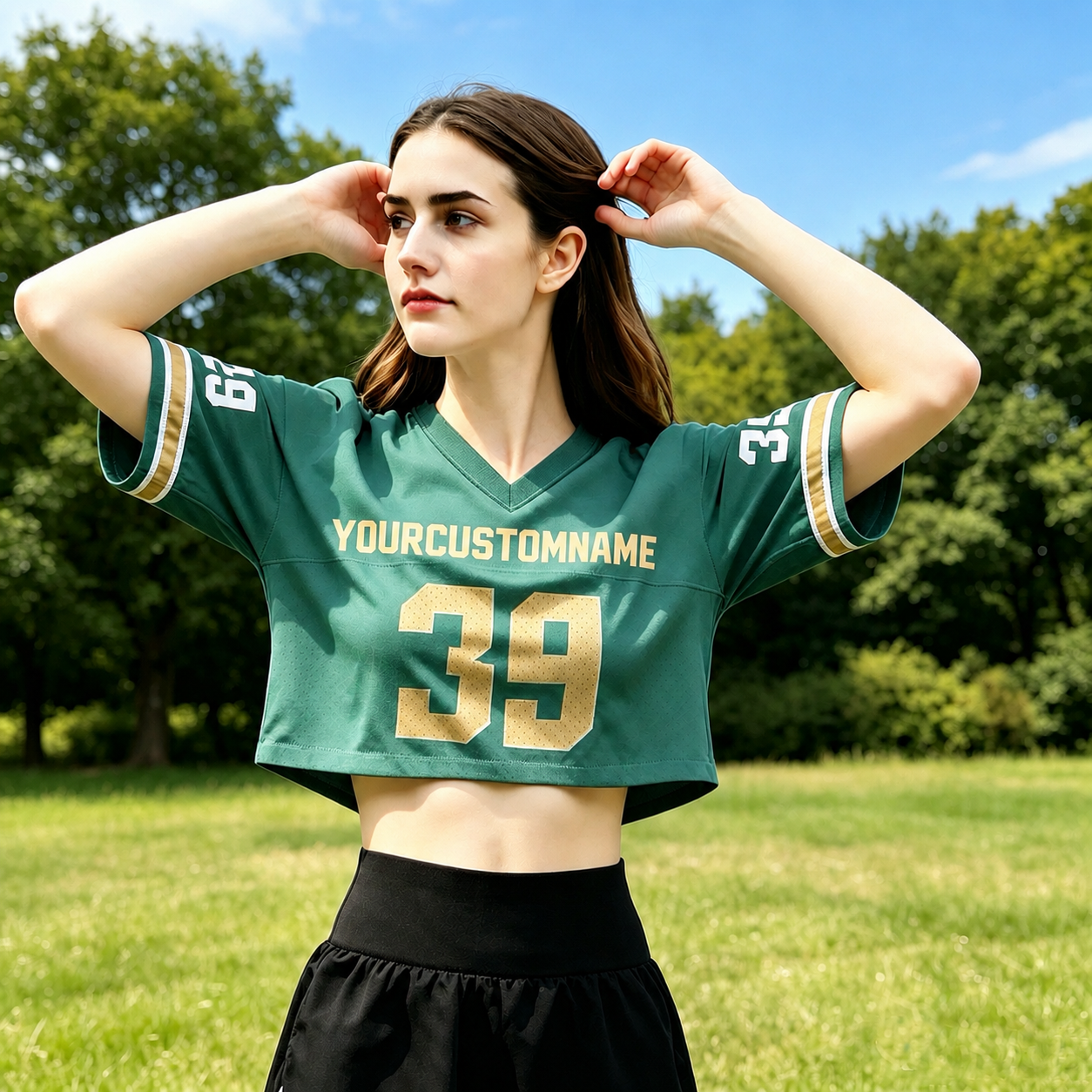 Custom Name & Number Personalized Logo Women’s Football Crop Top Jersey Trendy Streetwear Shirt Gift for Women