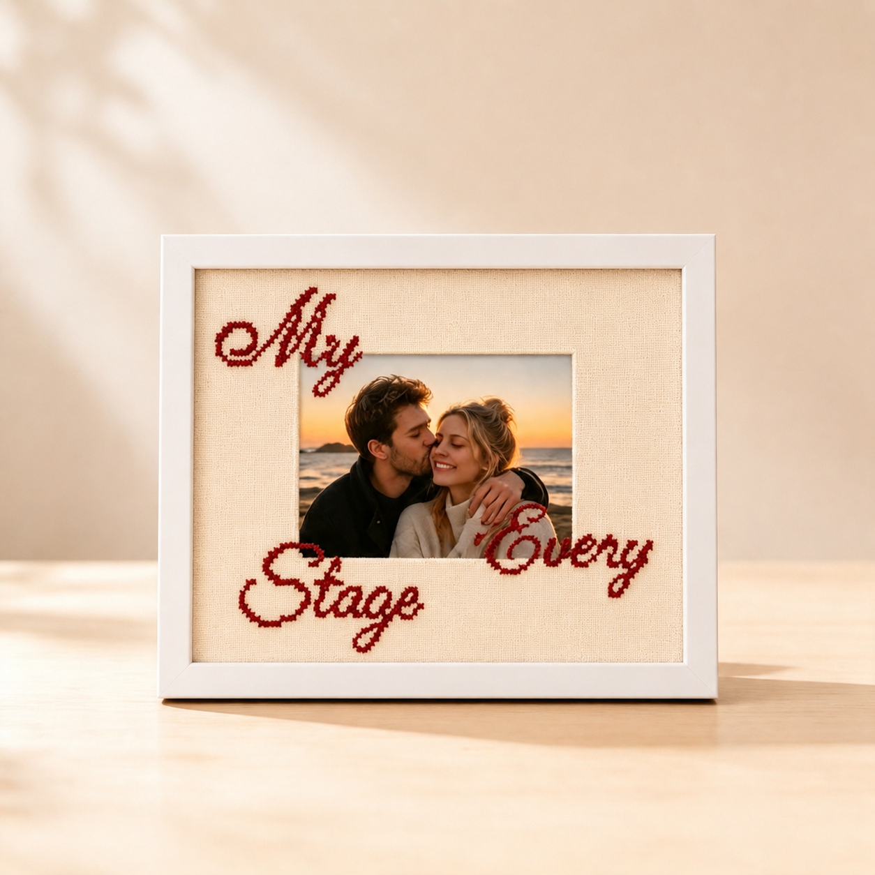 Custom Photo Cross Stitch Frame – Personalized Embroidery Picture Frame, DIY Handmade Keepsake Gift for Couples, Family & Loved Ones