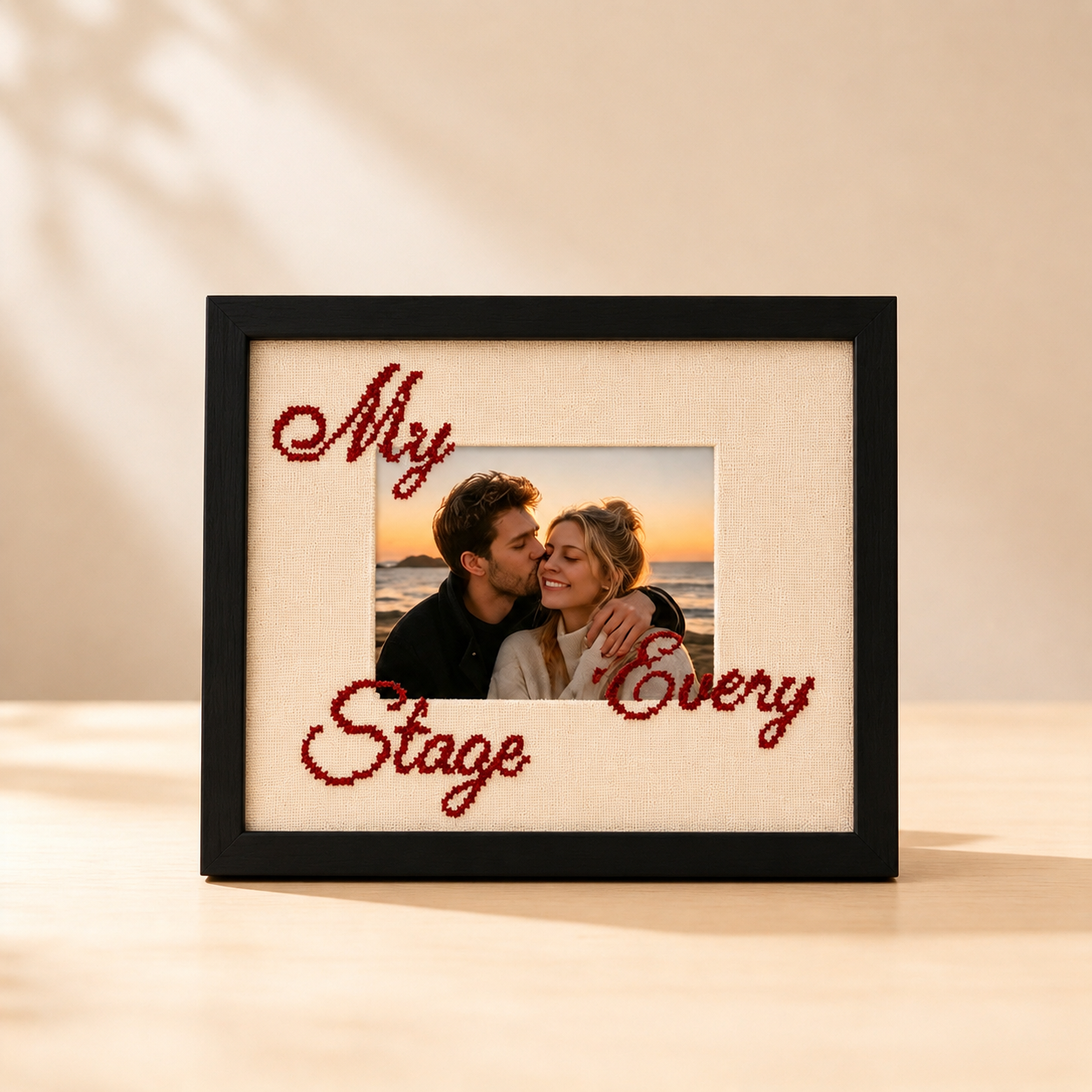 Custom Photo Cross Stitch Frame – Personalized Embroidery Picture Frame, DIY Handmade Keepsake Gift for Couples, Family & Loved Ones
