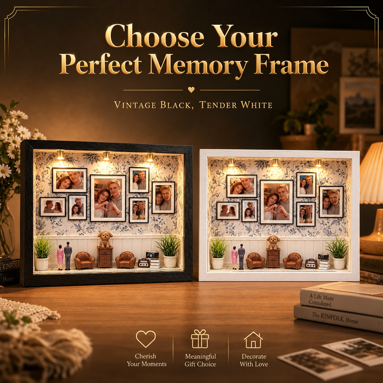 Personalized Photo Museum of Us Frame Home Gallery Frame with Miniature Home Decor Accents Gift for Couples