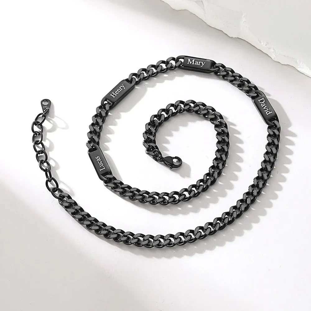 Personalized Engraving 1-6 Name Cuban Chain Necklace